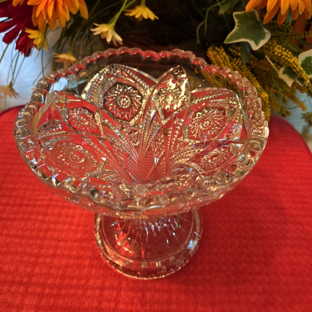 Exquisite, Vintage Cut Glass Candy Dish / Vase, Mid-Century